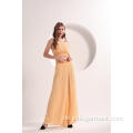 Frauen Yellow Strip Wide Leg Pants